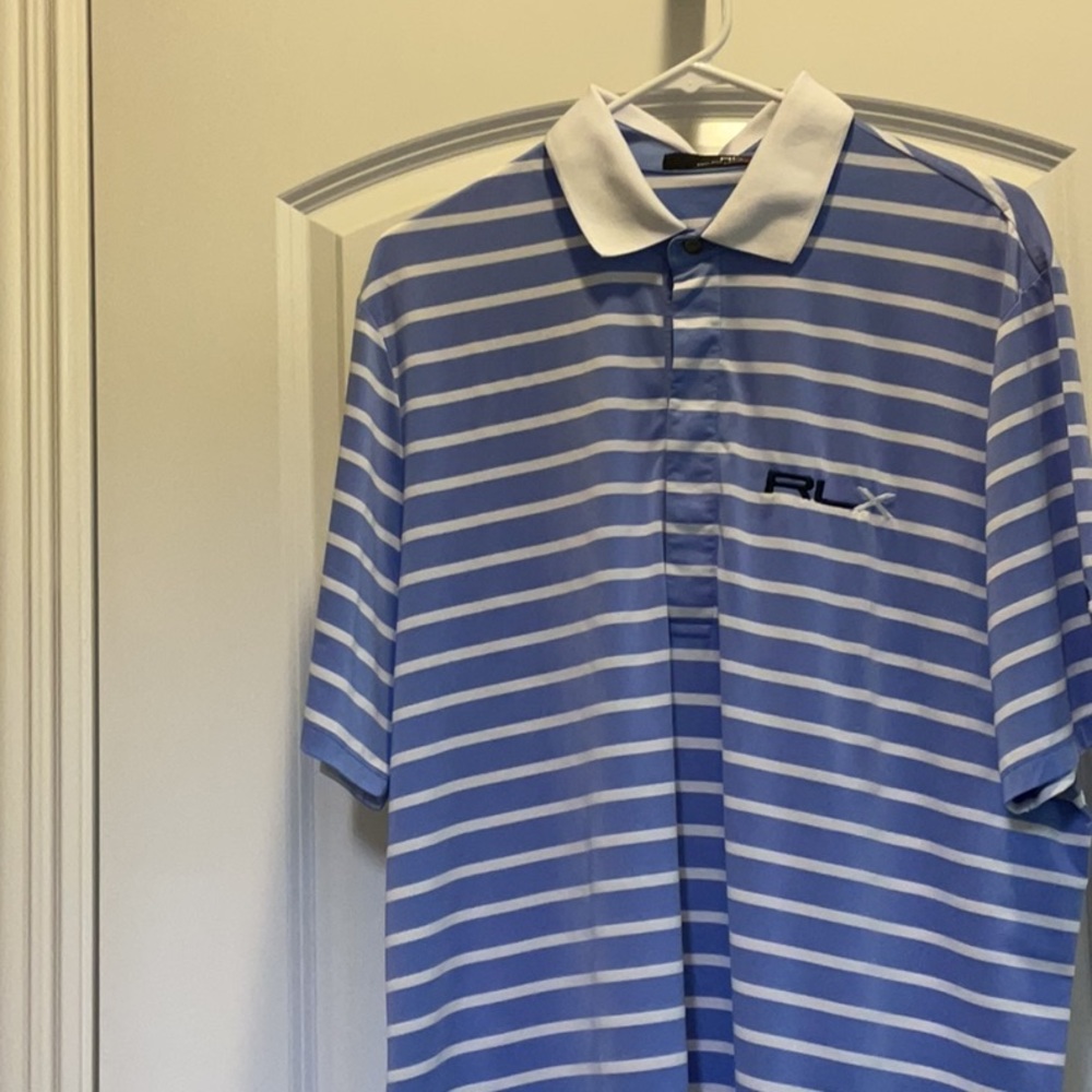 Men's Blue Striped Polo Shirt
